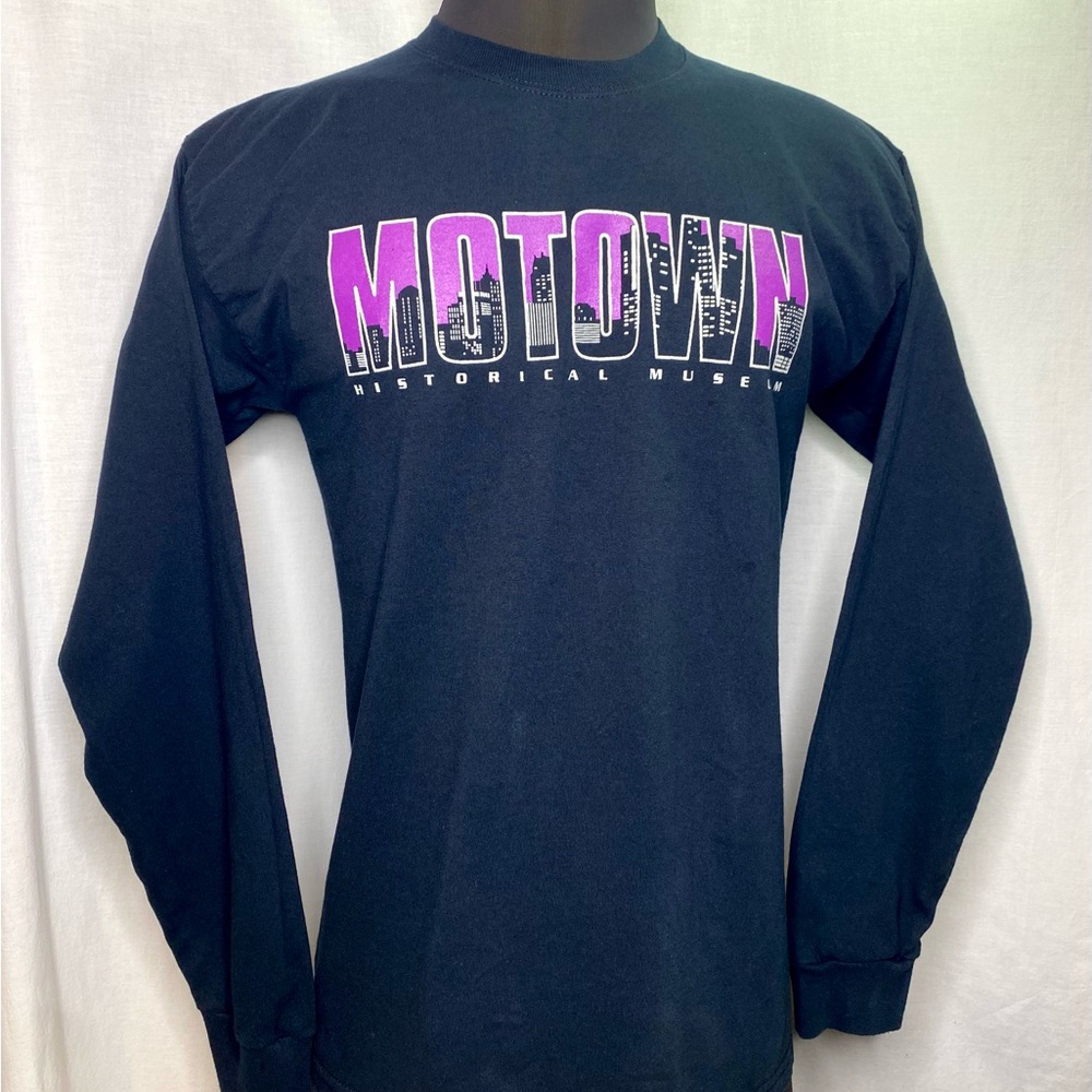 VTG Motown Detroit Museum T-Shirt Black Large Hitsville Long Sleeves USA Gildan
